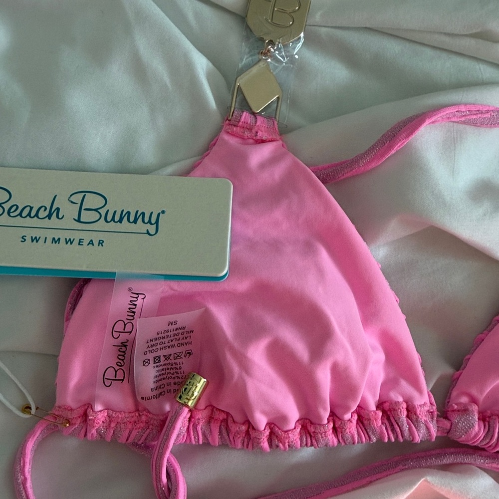 Pink Ruched Triangle Bikini Top - Women Swim - Picture 6 of 6